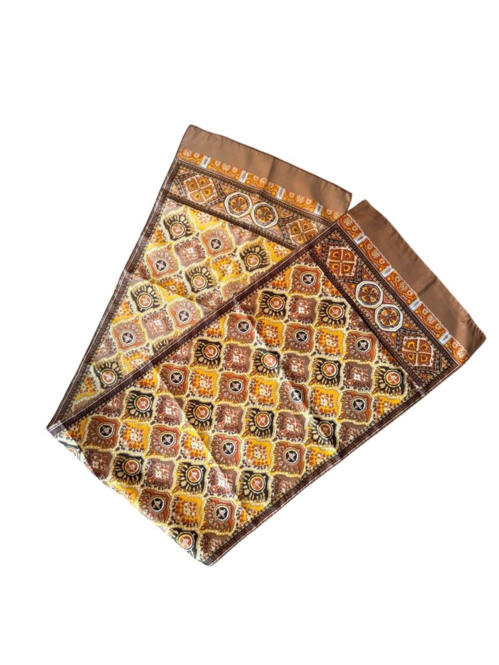Vintage Baar & Beards Bohemian Geometric Retro Hand Rolled Warm Tone Scarf